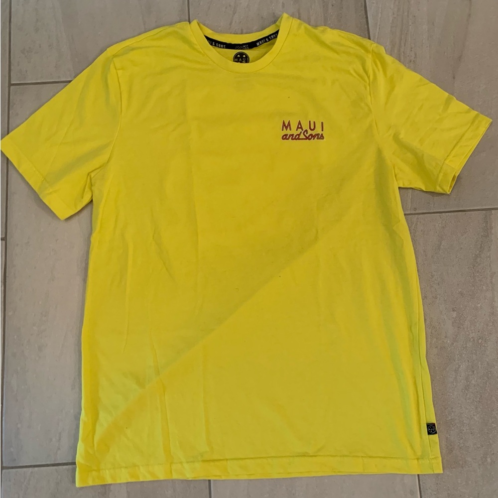 Maui and Sons Bright Yellow Short Sleeve Tee - Mens Size Large